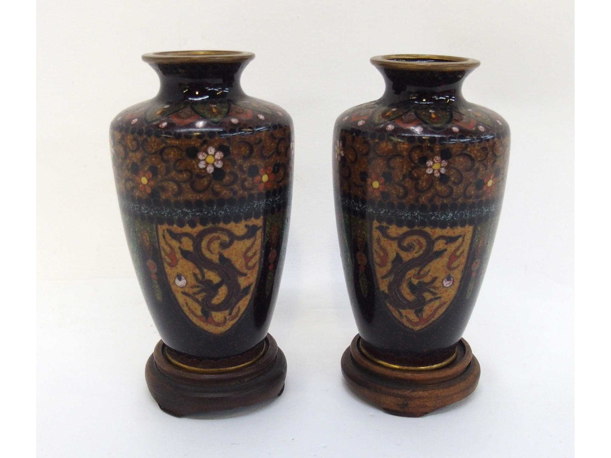 Appraisal: Pair of miniature cloisonne vases