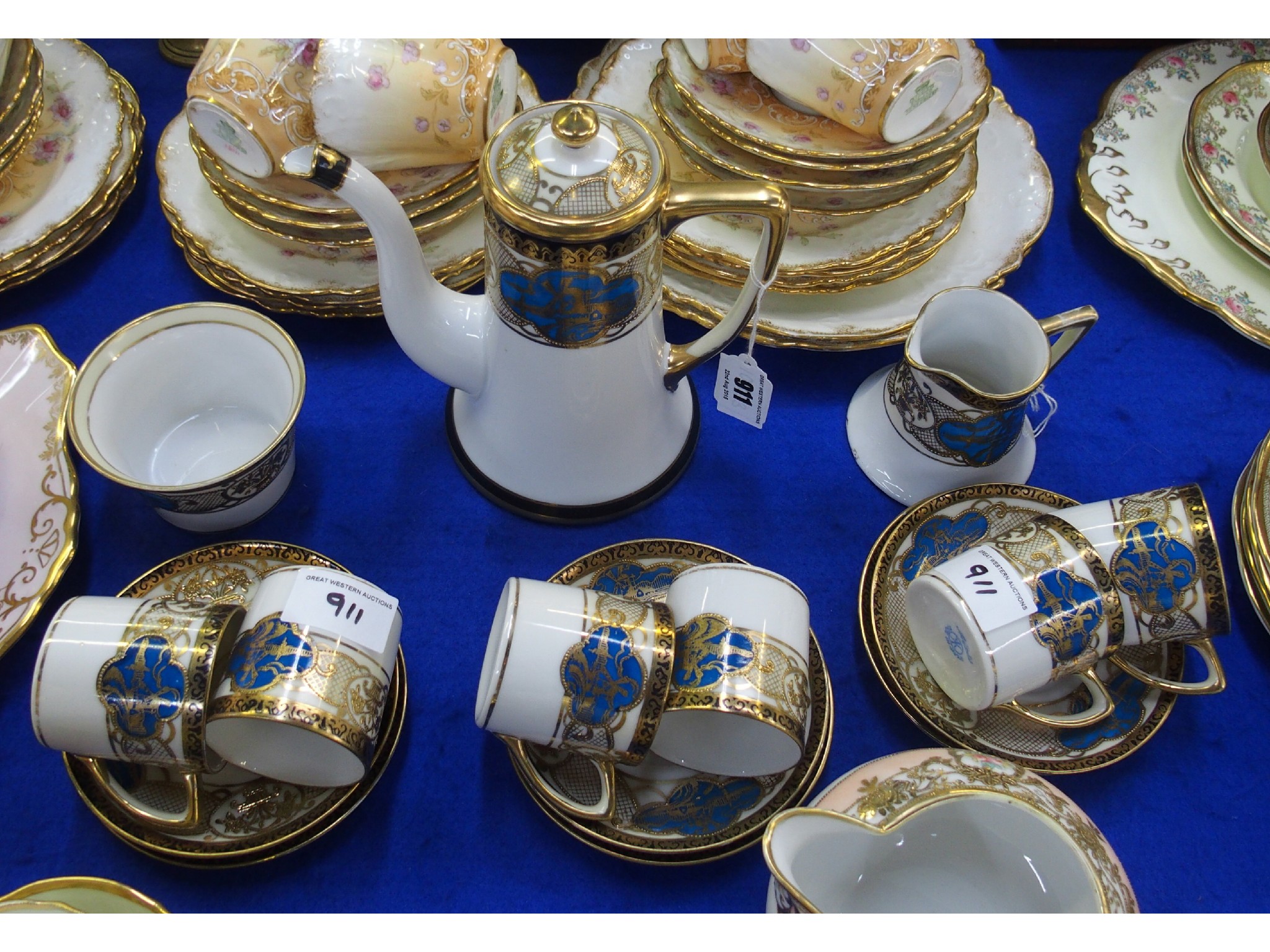 Appraisal: Noritake coffee can set for six with coffee pot creamer