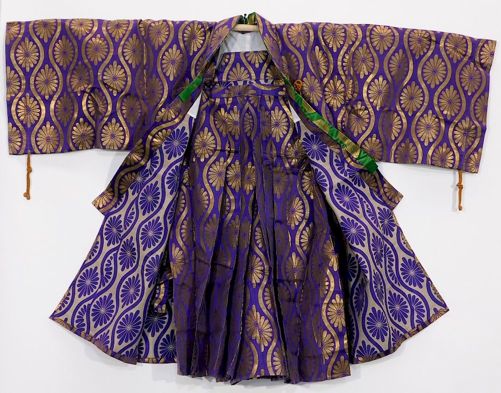 Appraisal: Meiji Period Purple and Gold Haori and Hakama Set Japan