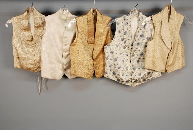 Appraisal: FIVE GENTS SILK BROCADE WAISTCOATS th - EARLY th C