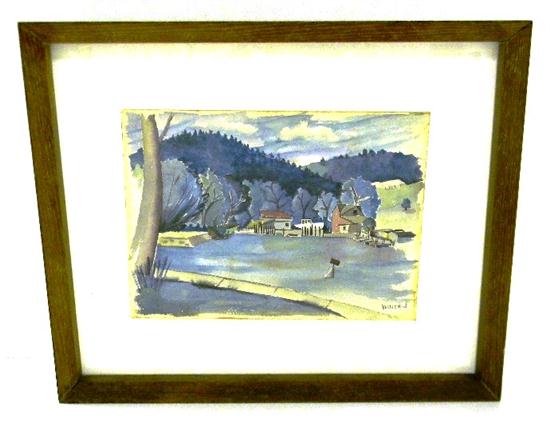 Appraisal: Robert Hulteen American b watercolor on paper of a river