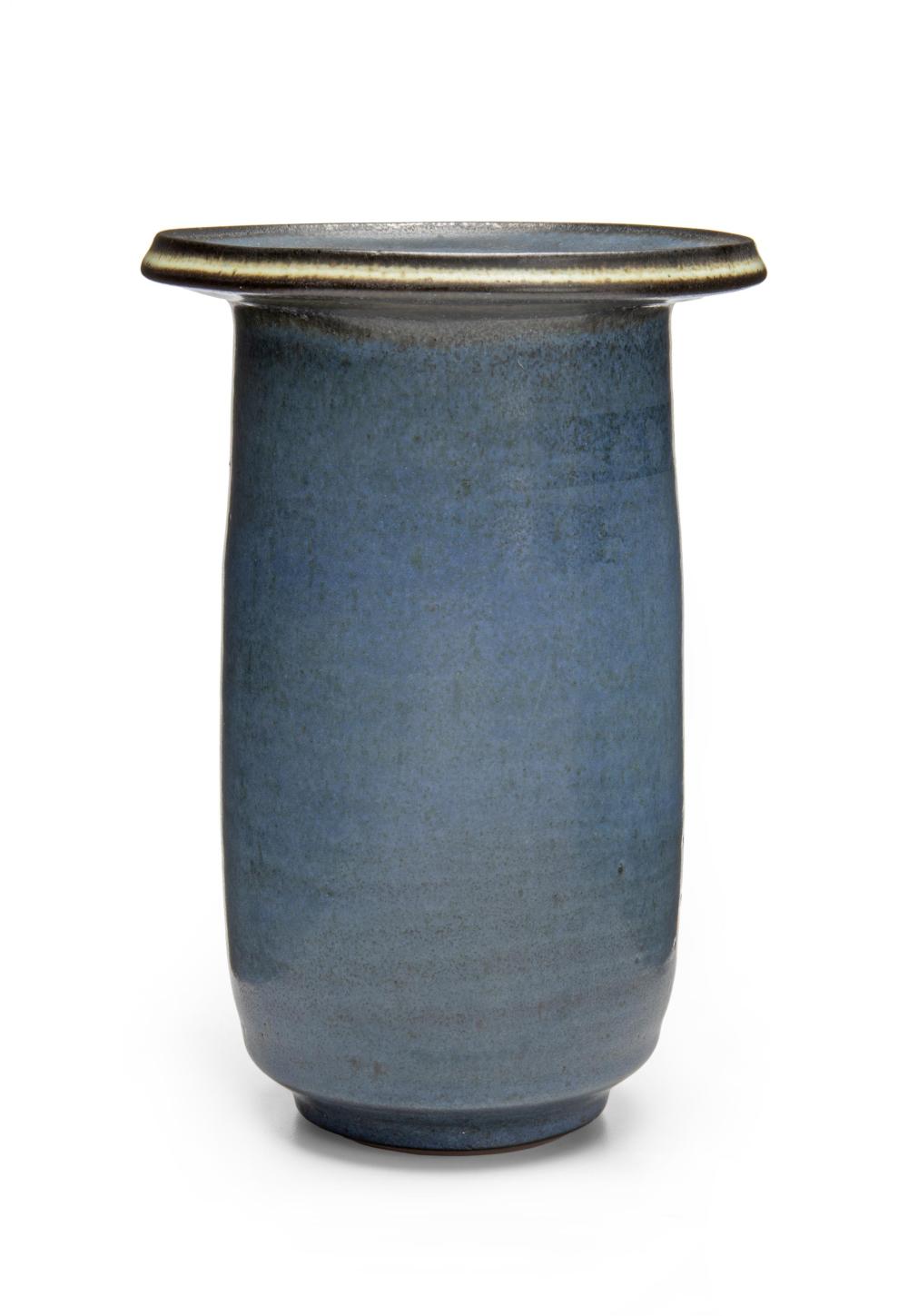 Appraisal: Harrison McIntosh - American Tall cylindrical vase Ceramic with blue