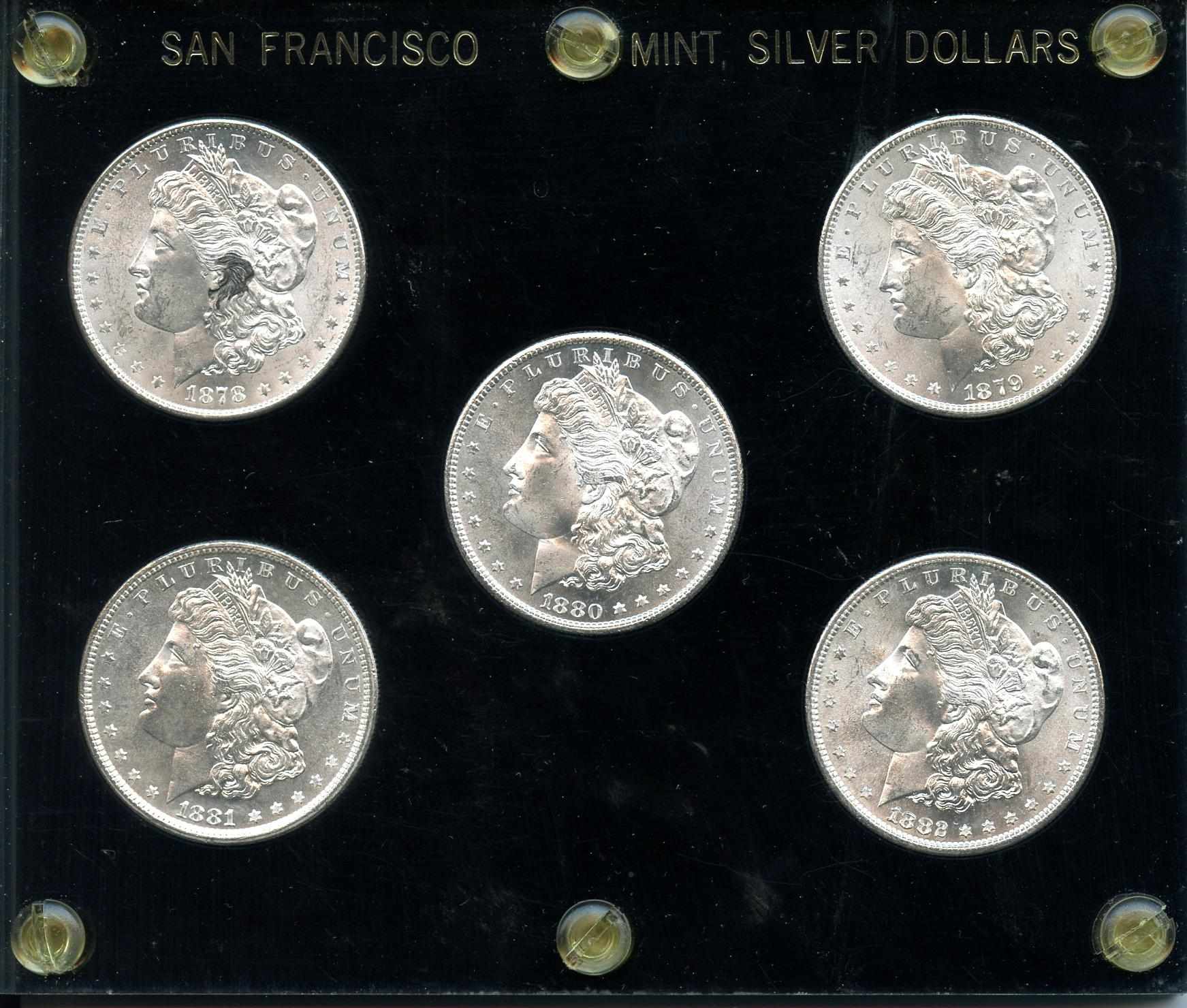 Appraisal: San Francisco Mint Morgan Dollars Included are -S -S -S