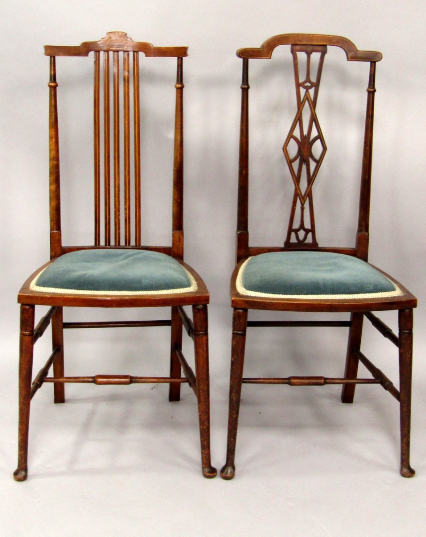 Appraisal: An Edwardian inlaid bedroom chair and another similar