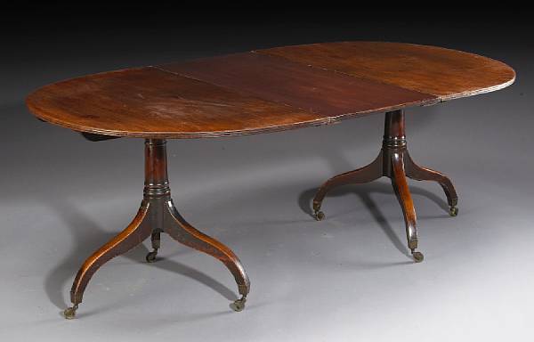 Appraisal: A Regency mahogany double pedestal dining table height in width