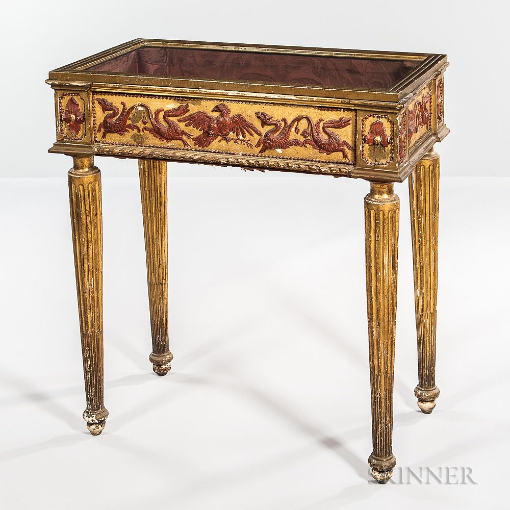 Appraisal: Neoclassical-style Giltwood and Painted Table Vitrine Neoclassical-style Giltwood and Painted