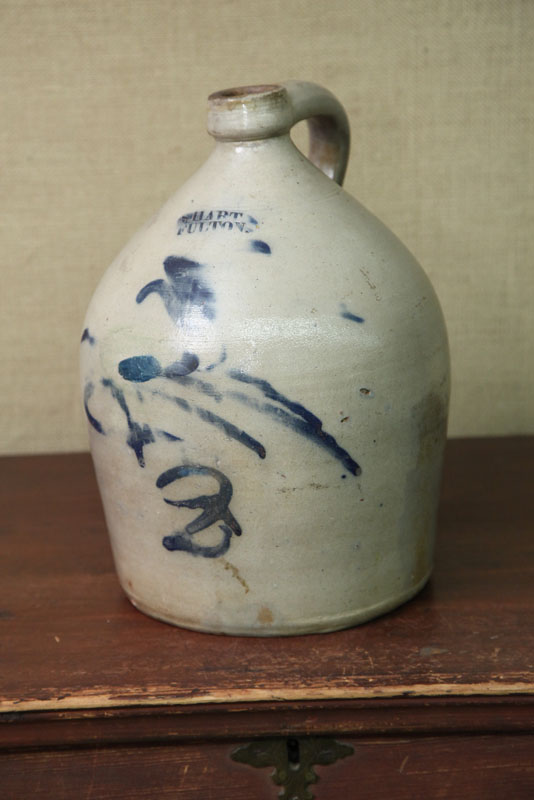 Appraisal: STONEWARE JUG With stylized cobalt decoration and impressed ''S Hart