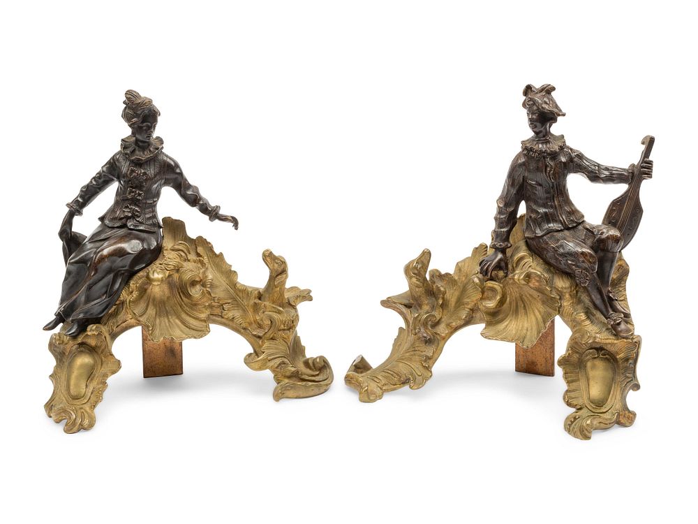 Appraisal: A Pair of Louis XV Style Gilt and Patinated Bronze