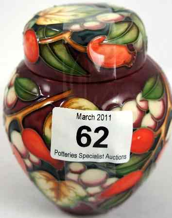 Appraisal: Moorcroft Ginger Jar Cover decorated with red white berries height