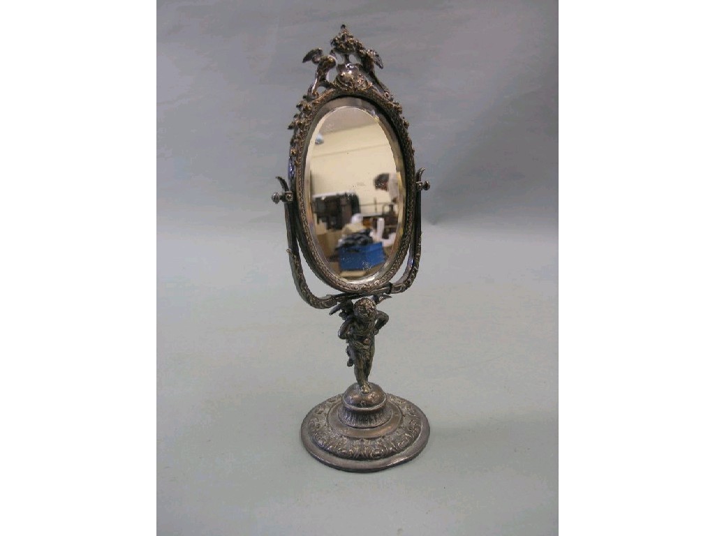 Appraisal: A th century dressing mirror silver plate on copper oval