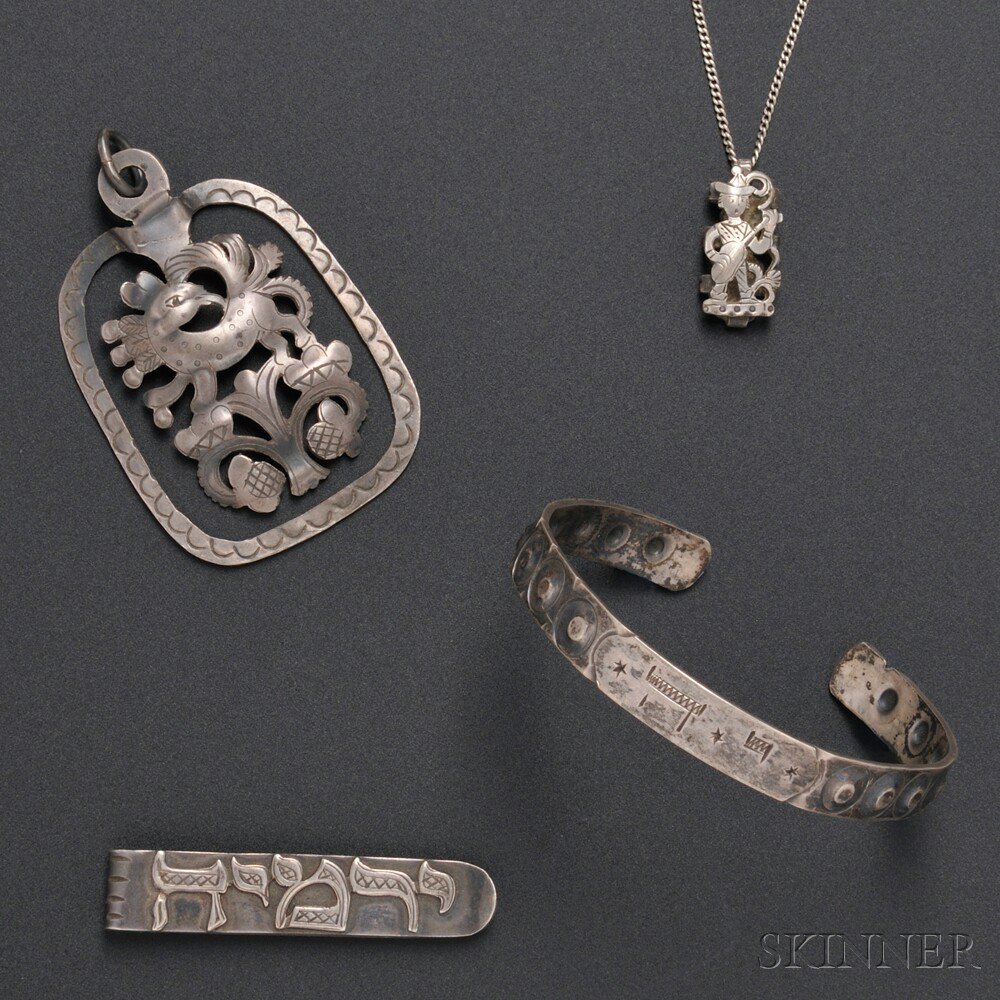 Appraisal: Four Ilya Schor Silver Jewelry Items s two pendants a