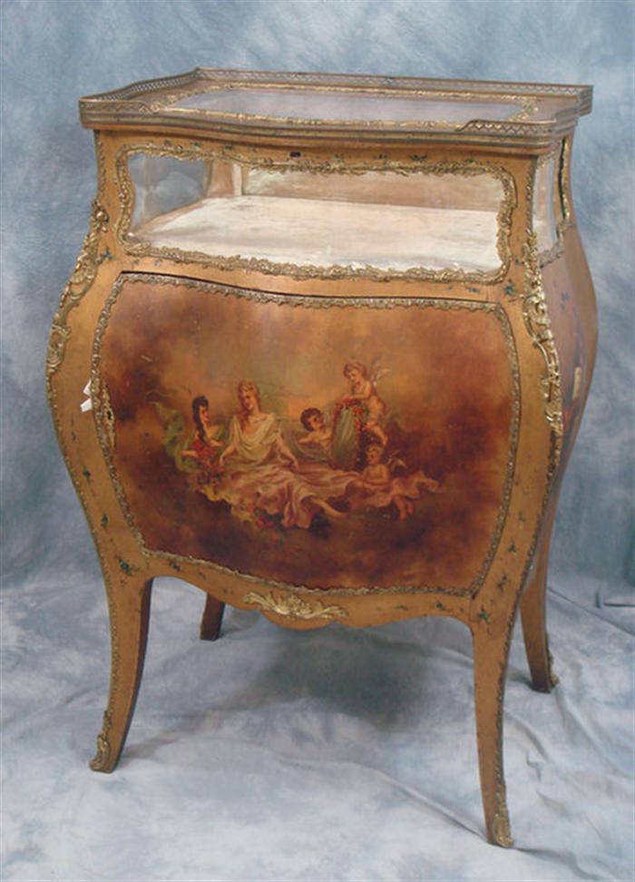 Appraisal: French Vernis Martin lift lid vitrine excellent painted decoration beveled