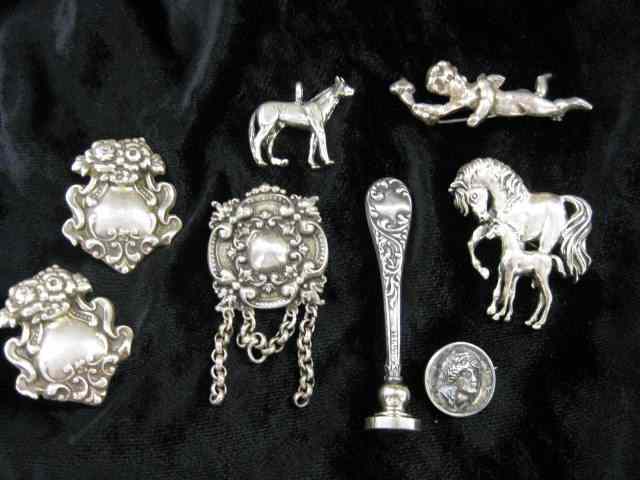 Appraisal: pcs Sterling Silver includes cherub pin pop-out mercury dime pin