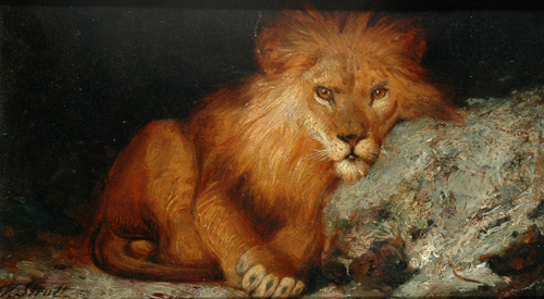 Appraisal: William Strutt - Lion Study oil on panel signed 'W