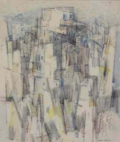 Appraisal: DODD Lamar Watercolor Modernist Cityscape Signed and dated lower right