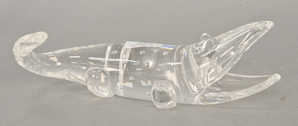 Appraisal: Steuben glass alligator with mouth open and air bubble scales