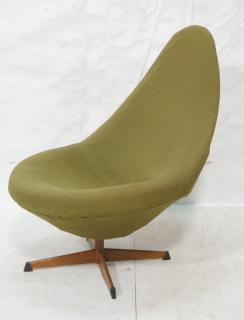 Appraisal: Teardrop Shape Swivel Lounge Chair Olive Green U Teardrop Shape