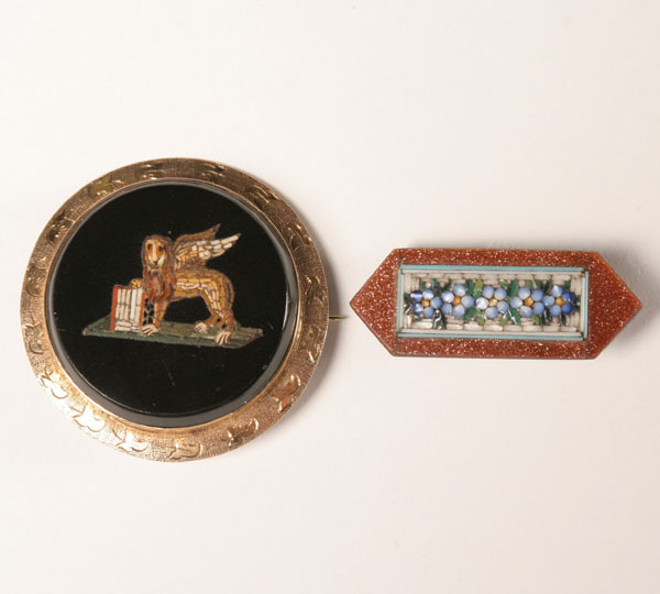 Appraisal: Lot of two pieces Italian micro mosaic jewelry including a