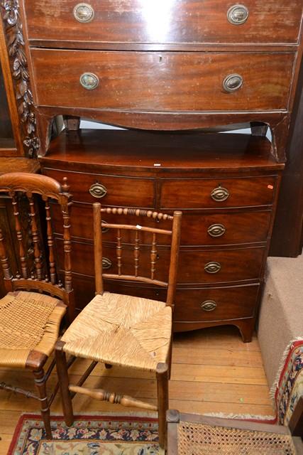 Appraisal: MAHOGANY FIVE DRAWER BOW FRONT CHEST MAHOGANY FIVE DRAWER BOW