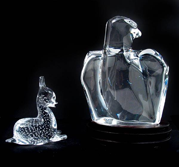 Appraisal: An Orrefors molded glass figure of an eagle engraved Orrefors