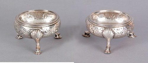 Appraisal: Pair of Baltimore silver salts ca bearing the touch of