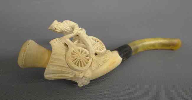 Appraisal: Meerschaum pipe depicts safety rider '' Good cond