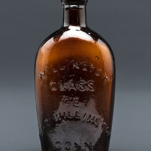 Appraisal: A Molded-Glass Flask in Amber by Willington Glass Company Connecticut