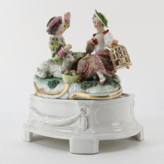 Appraisal: Antique Dresden Porcelain Group on a Later Base Antique Dresden