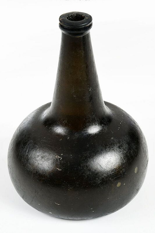 Appraisal: Blown Glass Onion Bottle probably Dutch th century brown olive