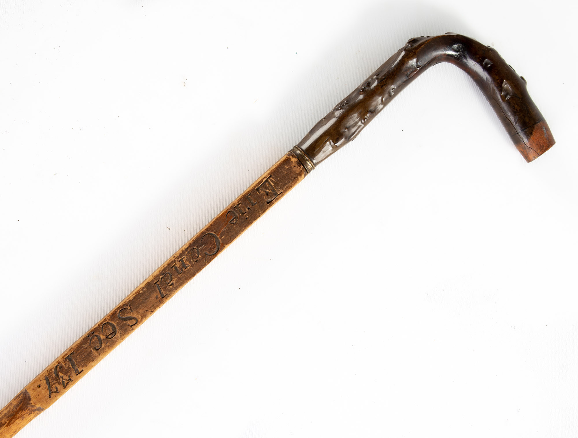 Appraisal: TH CENTURY CARVED CANE Engraved 'Erie Canal Sec '