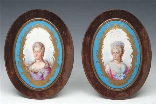 Appraisal: A PAIR OF TH CENTURY FRENCH SEVRES STYLE OVAL PORCELAIN