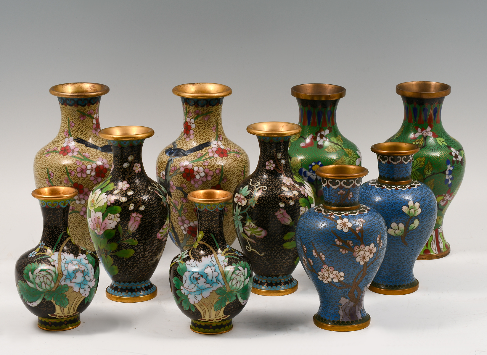 Appraisal: PC CHINESE CLOISONNE COLLECTION Comprised of Five Pairs of Floral