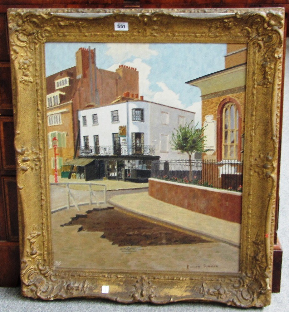 Appraisal: Eunice Simeon - 'Cheyne Walk' oil on canvas signed cm