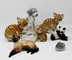 Appraisal: porcelain animal figures pieces Russian porcelain animal figures tallest is