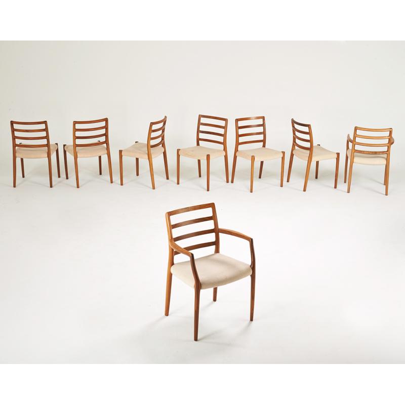 Appraisal: NILS O MOLLER J L MOLLER Set of eight dining