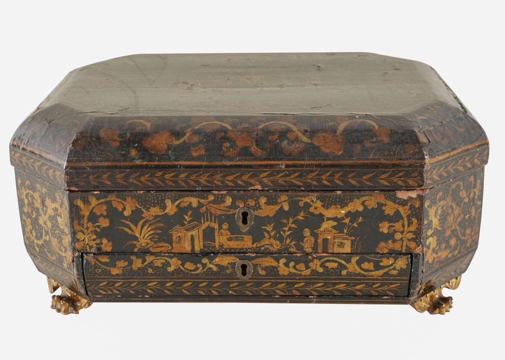 Appraisal: CHINESE EXPORT LACQUERED BOX th century with bone fittings inches