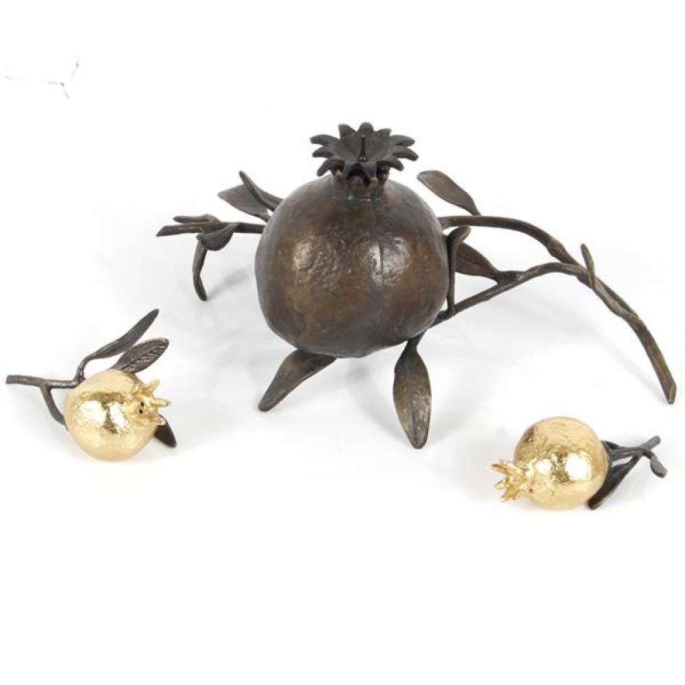 Appraisal: MICHAEL ARAM PC DESIGNER TABLEWARE BRONZE POMEGRANATE FORM NATURALISTIC CONVERTIBLE