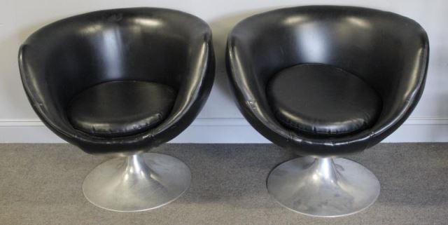 Appraisal: Pair of Overman Style Globe Chairs on Swivel Base Tulip