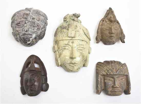 Appraisal: A Collection of Ten Pre-Columbian Style Carved Stone Masks of