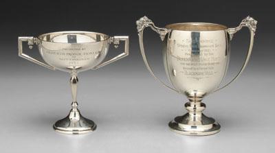 Appraisal: Two English silver trophies one a two-handled goblet marks for