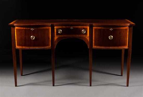 Appraisal: George III style inlaid banded mahogany reverse serpentine front sideboard