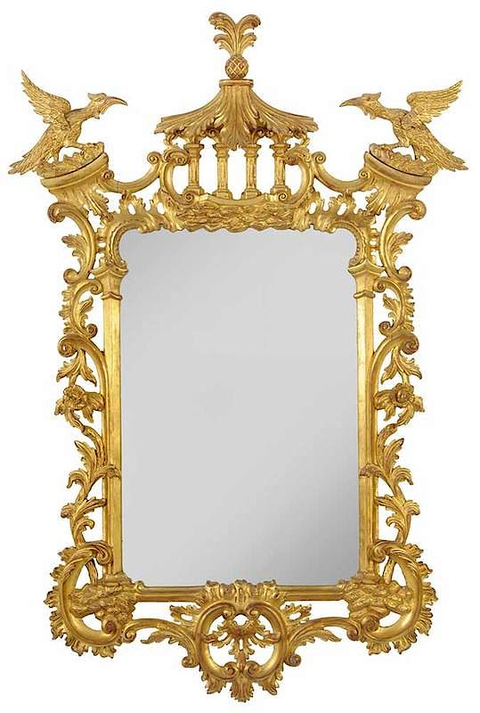 Appraisal: Chinese Chippendale Style Carved Gilt Mirror tag for S H