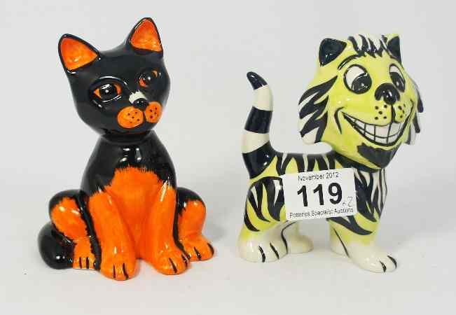 Appraisal: Lorna Bailey Prototype Comical Cats Seated Black and Ginger Cat