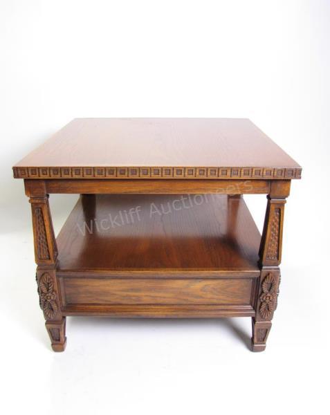 Appraisal: Romweber Viking Oak end table with bottom drawer R x