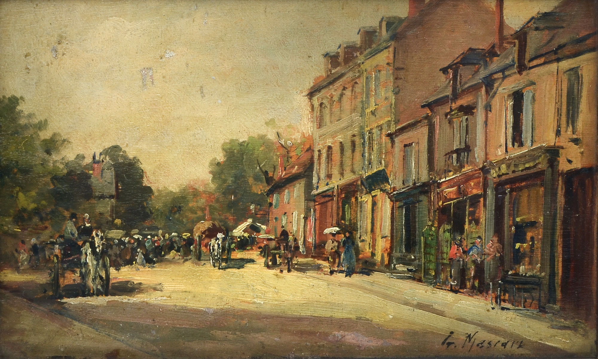 Appraisal: MASCART Gustave French - European Village Main Street with Figures