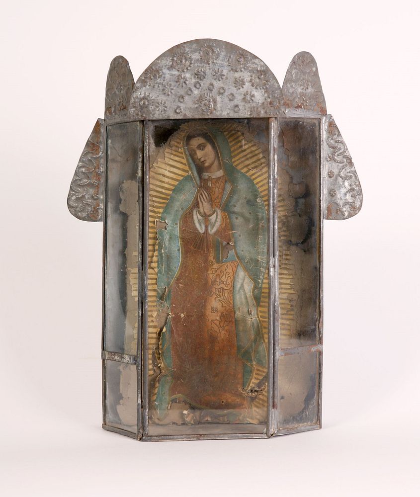 Appraisal: Tin Nicho and Devotional Image ca Attributed to Rio Arriba