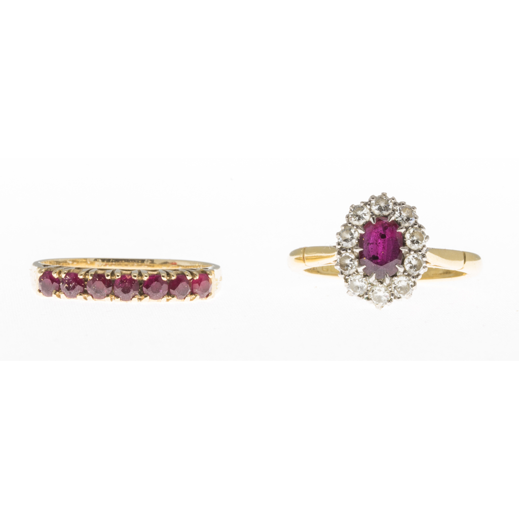 Appraisal: Two ruby rings the first claw set with an oval