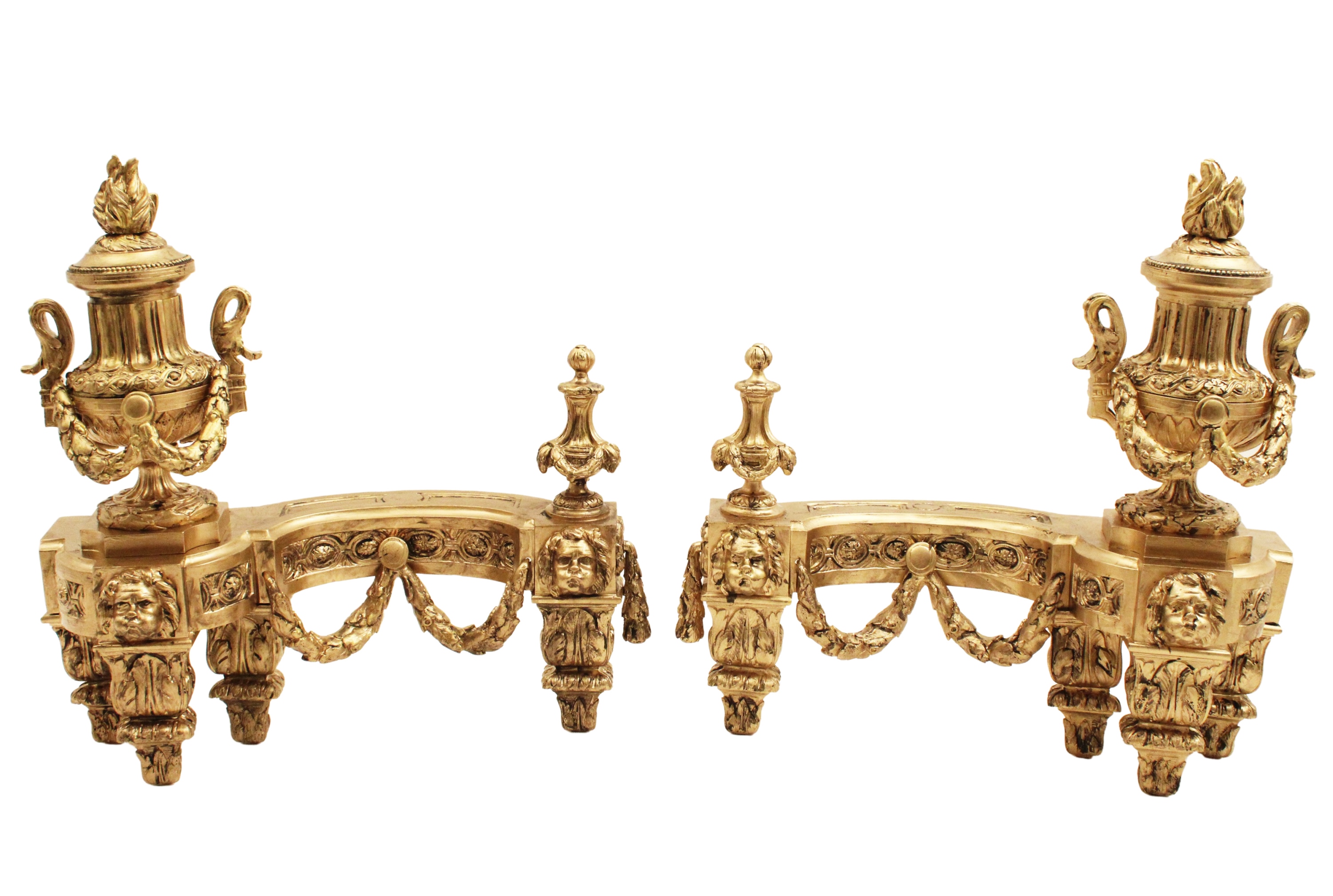 Appraisal: PR OF FRENCH GILT BRONZE CHENETS Pair of French Louis