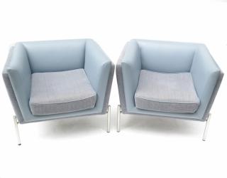 Appraisal: Two Modern Blue Armchairs Two modern armchairs upholstered in blue