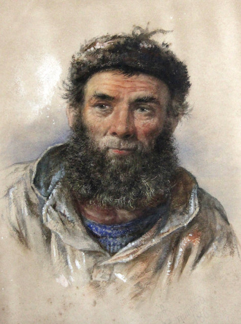 Appraisal: James Drummond Portrait of a Fisherman watercolour cm x cm